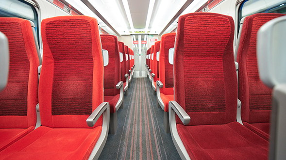 Empty Standard seats on an LNER Azuma